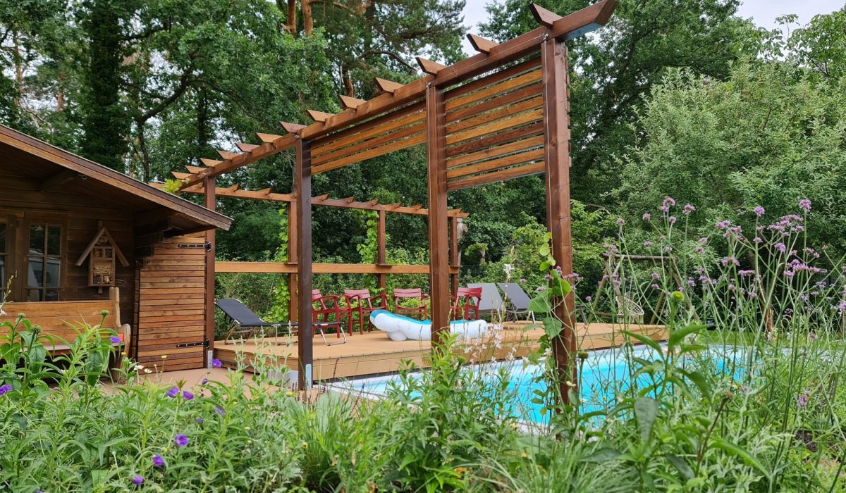 Pergola, Rankgerüst mit Kiwi Pool
