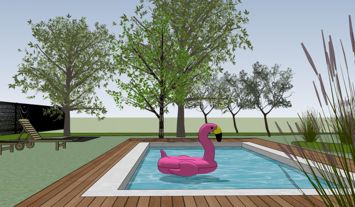 Poolgarten Visualisierung mit Flamingo