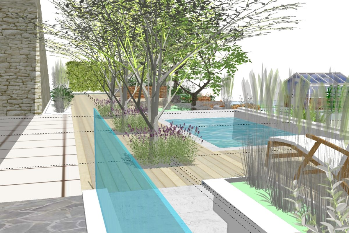 Visualisierugn für den Poolbereich mit Sketchup
